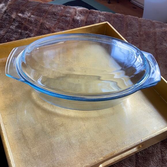 Large Marinex Glass Oval Baking Dish w/ Lid - Picture 1 of 8